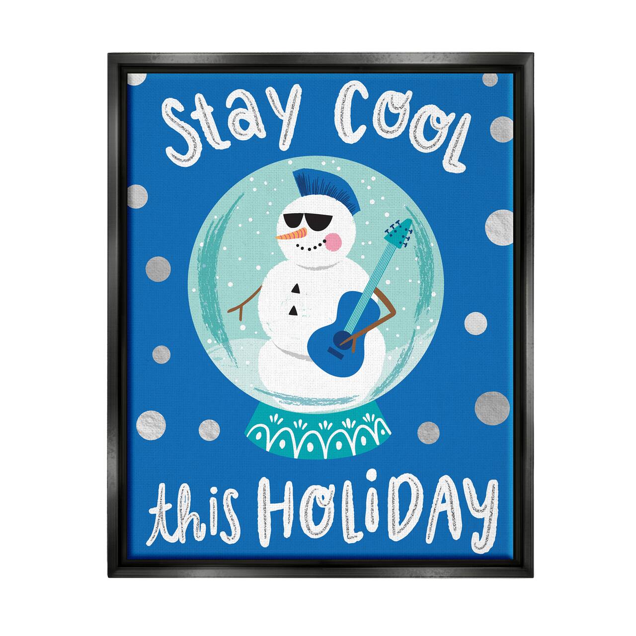 Stupell Industries Stay Cool This Holiday Musician Snowman Framed Floater Canvas Wall Art